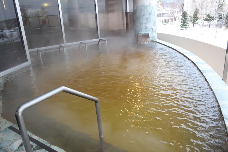 Hot spring with a panoramic view of drift ice